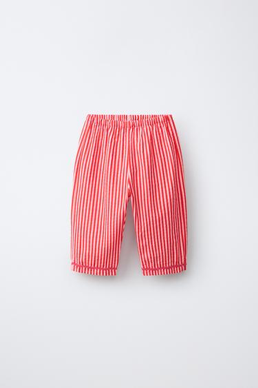 CALÇAS BAGGY ÀS RISCAS ONDULADAS - Fúcsia da Zara