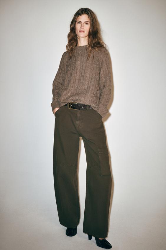 Zara ZW COLLECTION CARGO PANTS - Dark khaki - Image 0