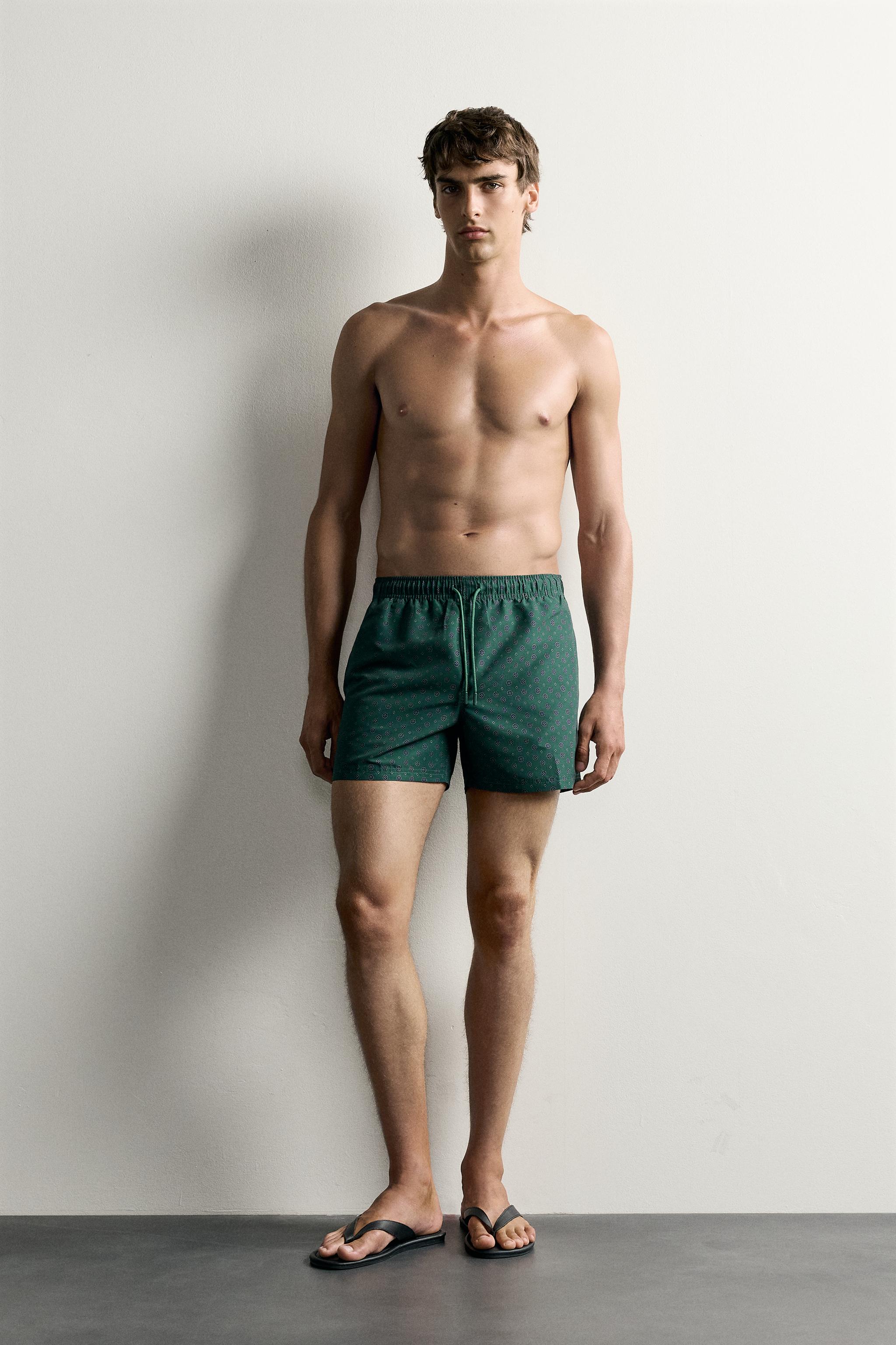GEOMETRIC PRINT MID-LENGTH SWIM TRUNKS