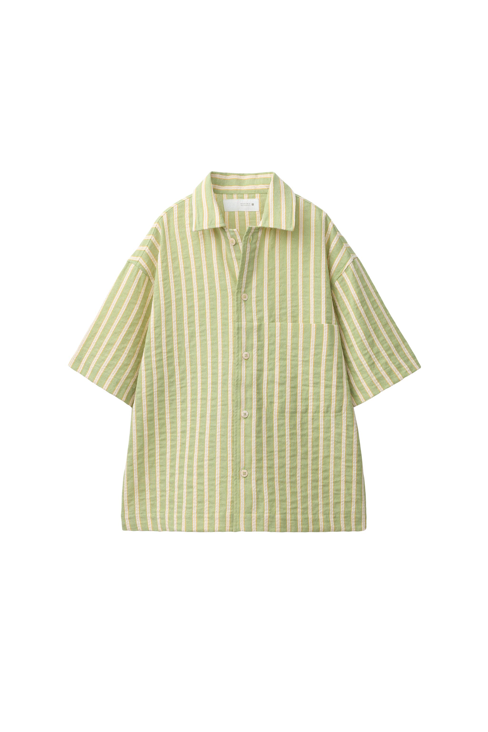 ストライプ柄ポケット付きシャツ - rウォッシュグリーン | ZARA Japan
