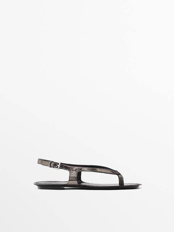 Metallic flat sandals