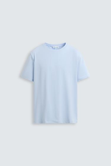 T-SHIRT SLIM FIT BASIQUE - Bleu ciel de Zara