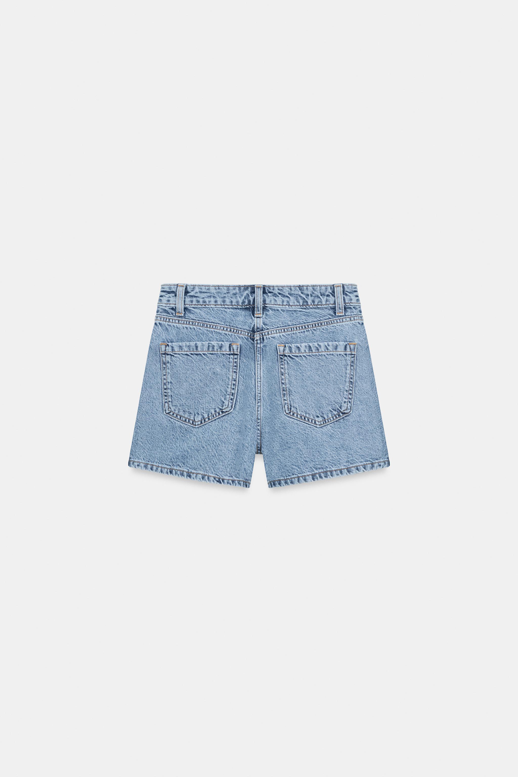 Zara Z1975 KRUVAZE DENIM ŞORT ETEK görsel 6