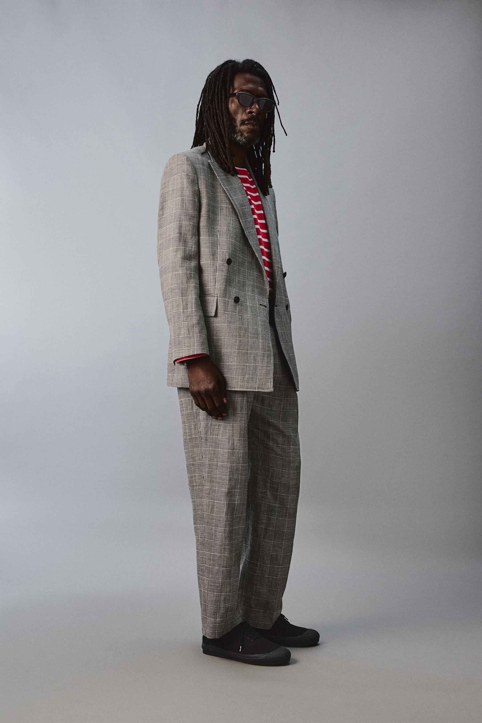 VESTE CROISÉE COSTUME CARREAUX LAINE - LIN AARON LEVINE X ZARA
