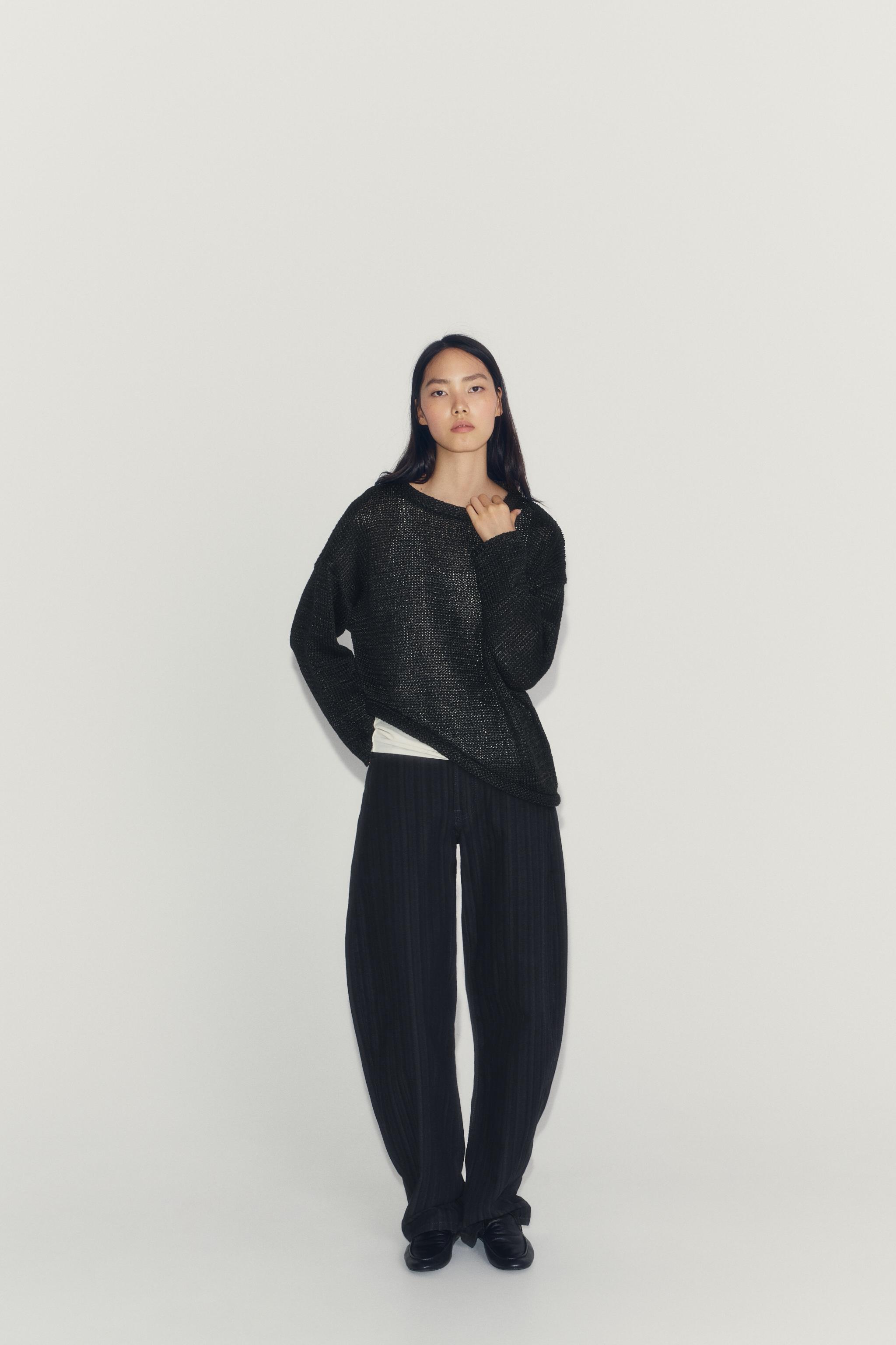 ASYMMETRIC KNIT JUMPER — Black