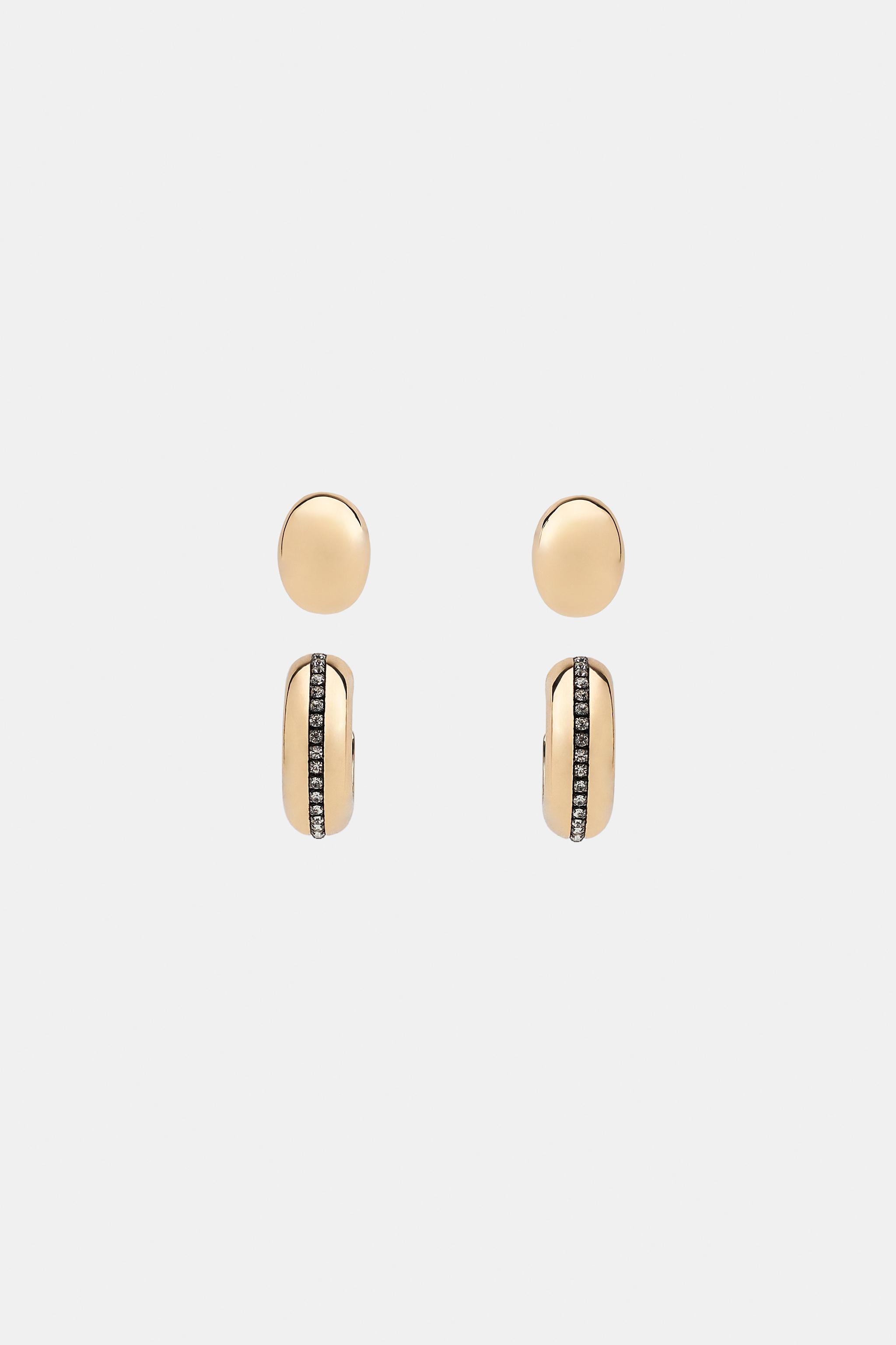 LOT DE BOUCLES D'OREILLES BOUTON ET CRÉOLES BRILLANTES