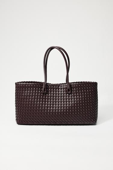 shopper bag ארוך קלוע - בורדו של Zara