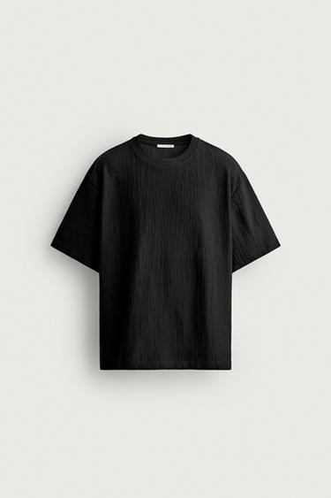 TEXTURED RELAXED FIT T-SHIRT - Black by Zara
