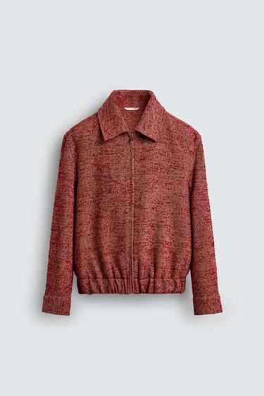 TEXTURED WOOL OVERSHIRT - Red / White by Zara