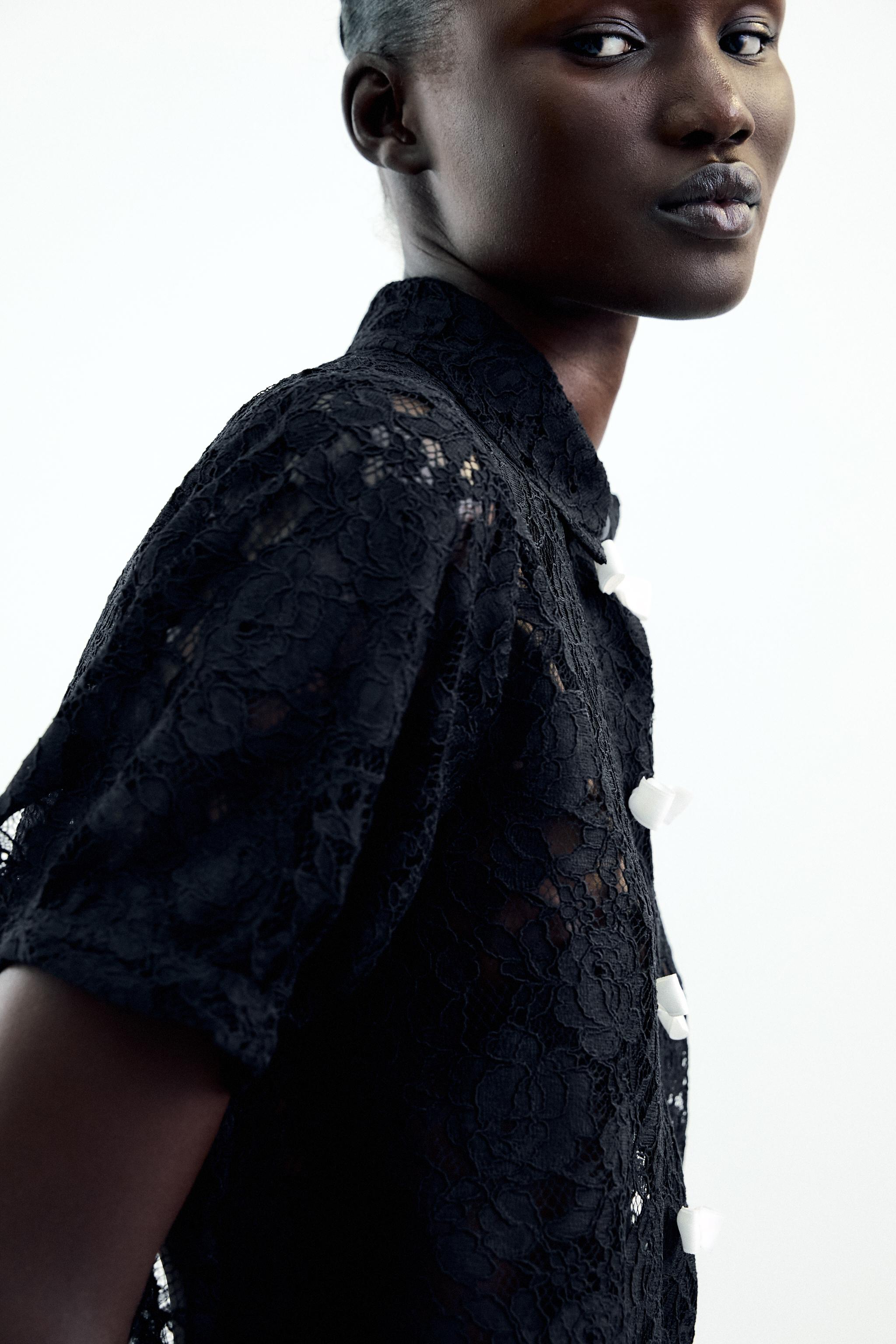 LACE BOW SHIRT - Black | ZARA United States