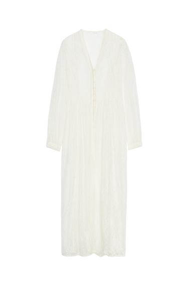 ZW COLLECTION LONG LACE DRESS - Oyster-white by Zara