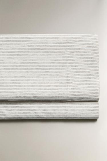 STRIPED FLAT SHEET - Dark khaki by Zara