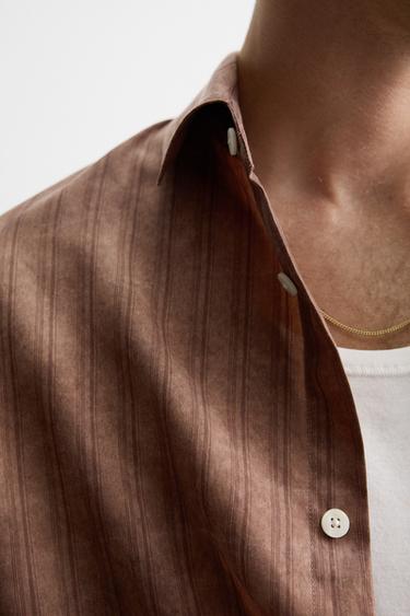 CHEMISE À RAYURES EFFET DÉLAVÉ - Marron de Zara - Image 5