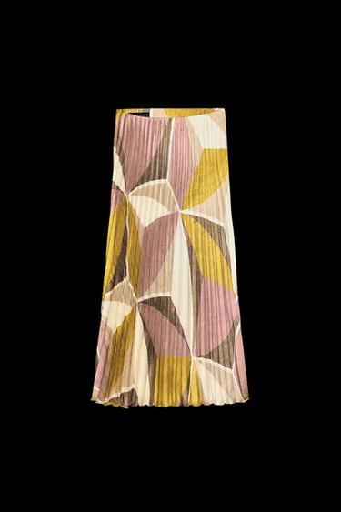 FALDA PLISADA ESTAMPADO GEOMÉTRICO - Multicolor de Zara - Imagen 0