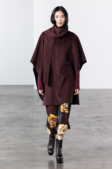 CAPE MET WOL EN SJAAL - Burgundy van Zara - Afbeelding 0