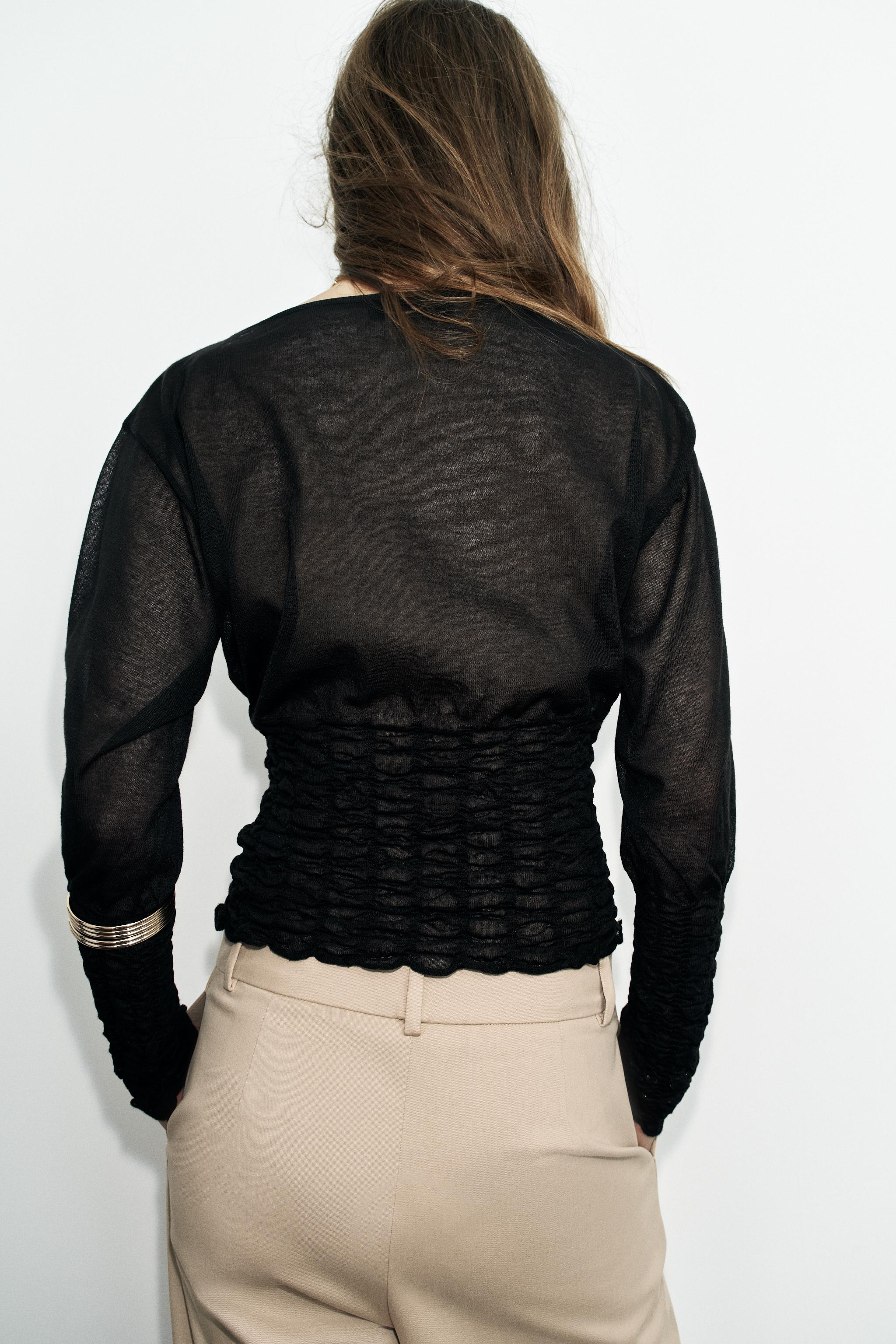 Женские свитеры Zara HONEYCOMB COMBINATION KNIT JUMPER — фото 5