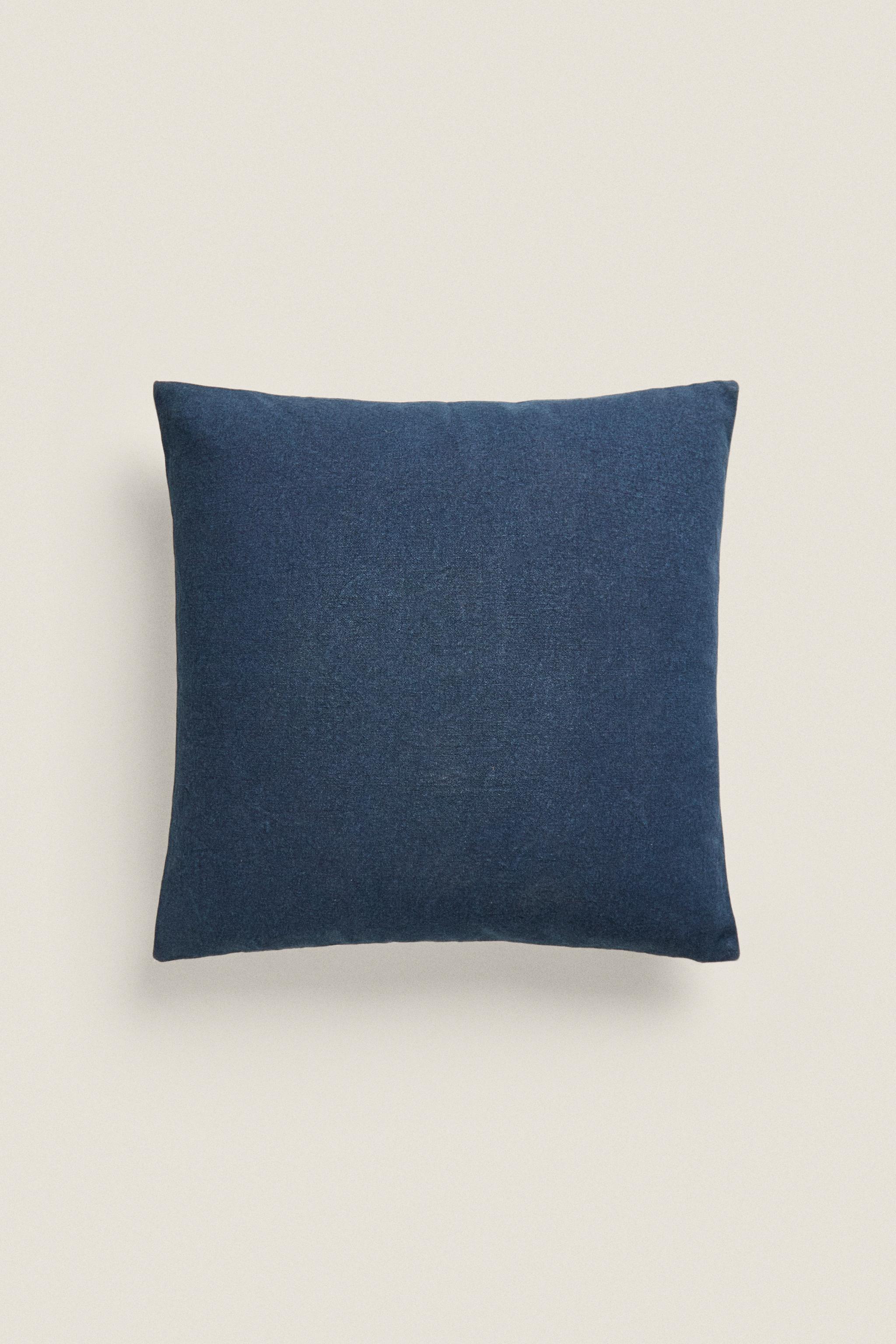 SOLID COTTON THROW PILLOW COVER Midnight blue ZARA Canada