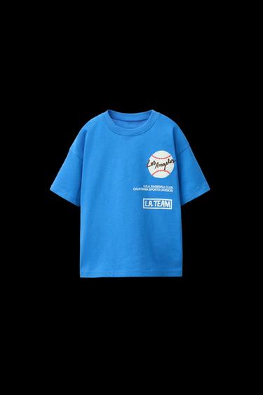 Zara BASEBALL PRINT T-SHIRT - Blue - Image 0