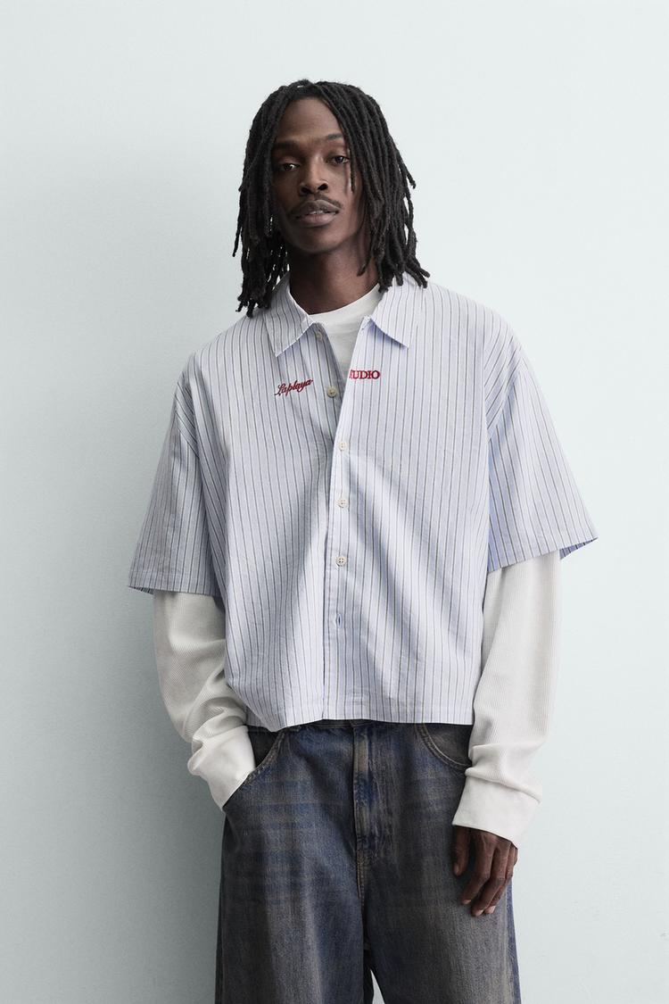 ZARA STRIPED SHIRT WITH DOUBLE EFFECT SLEEVES