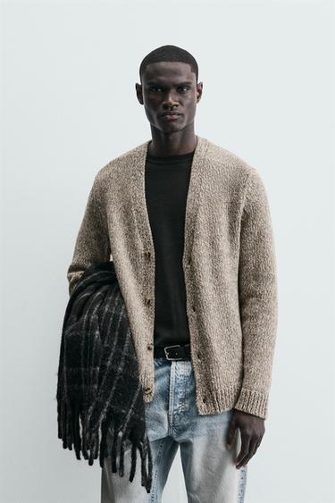 TEXTURED TWISTED YARN CARDIGAN - camel by Zara