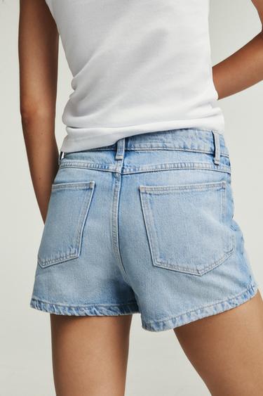 Zara CROSSOVER DENIM SKORT - Light blue