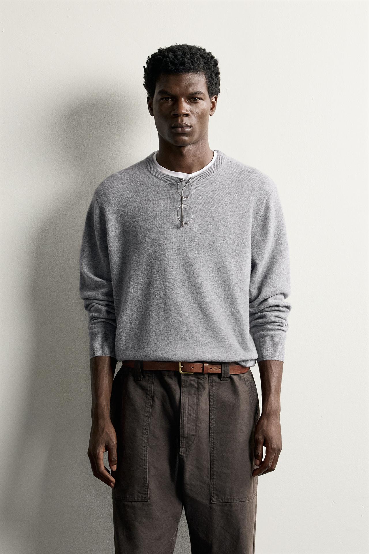ARGYLE JACQUARD SWEATER — Mid-gray