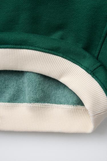 SWEAT AVEC ZIP ET INSCRIPTION BRODÉE - Vert / Écru de Zara - Image 3