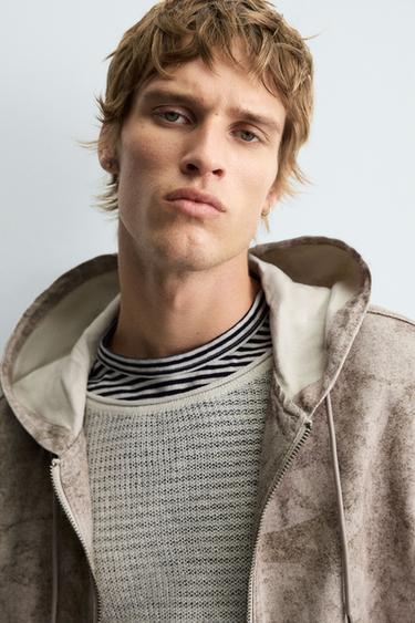 VESTE DÉLAVÉE À CAPUCHE - Imprimée de Zara - Image 4
