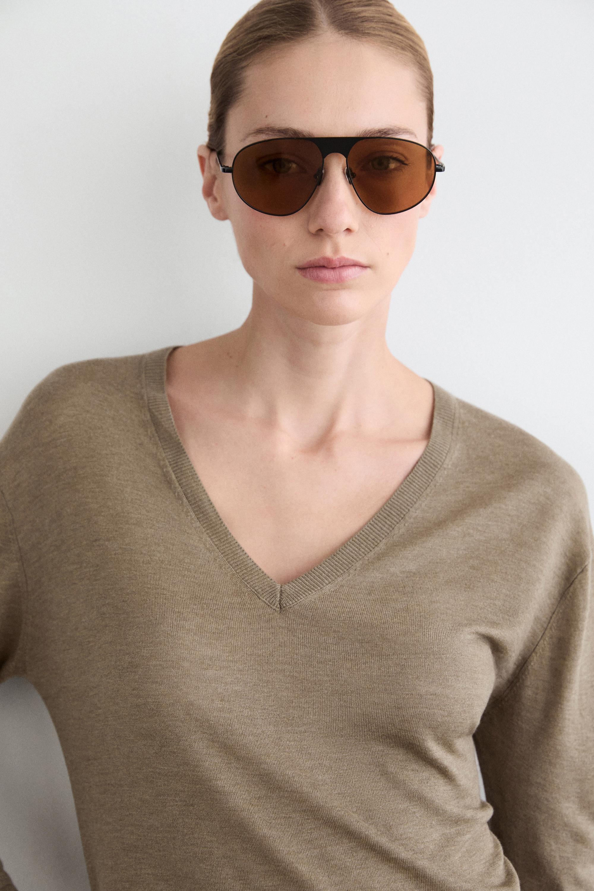 Silk and wool blend knit sweater