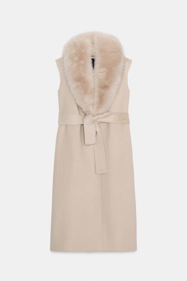 GILET COL EFFET FOURRURE ZW COLLECTION - Écru de Zara - Image 8