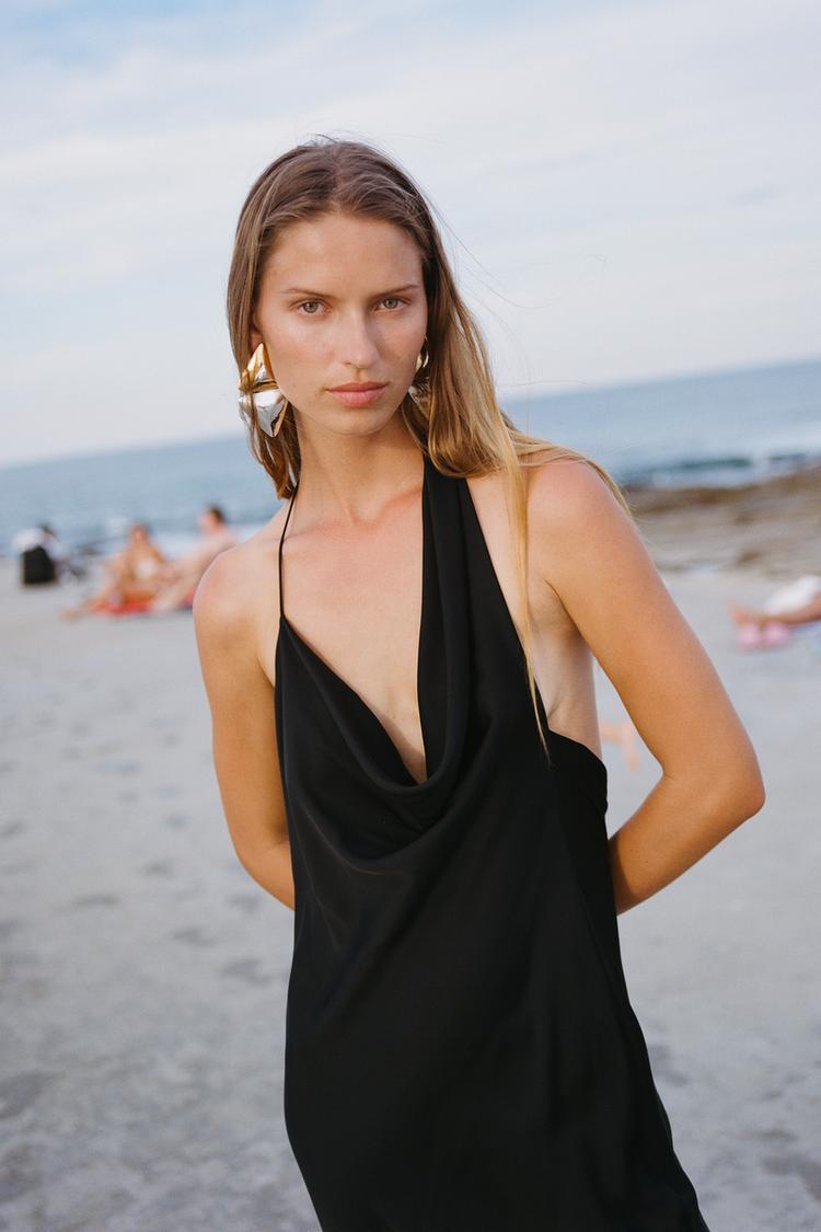 Midi Dress Vestido Asimetrico Negro Zara Zara Vestido Negro