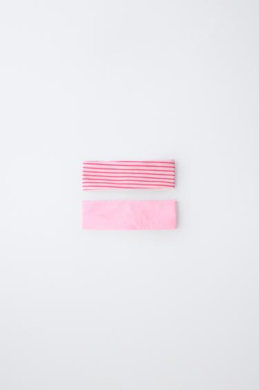 2-PACK OF STRIPED ELASTICATED HEADBANDS - Light pink by Zara