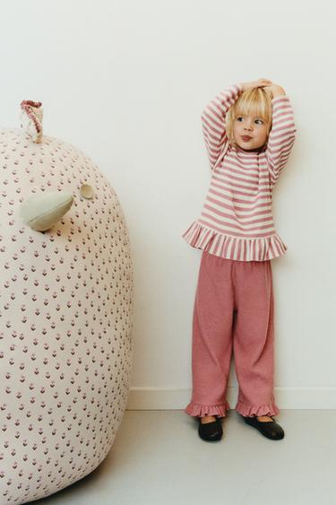 JUPE-CULOTTE WAFFLE À VOLANTS - Rose pâle de Zara