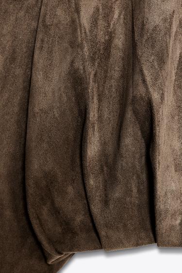 SUEDE EFFECT BOMBER JACKET - Dark brown by Zara - Image 3