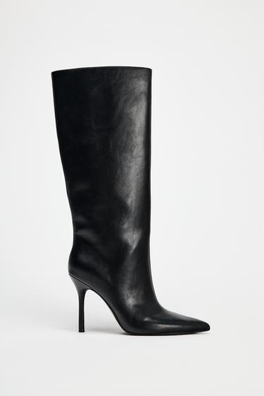 STITCHED DETAIL HEELED BOOTS - Black by Zara