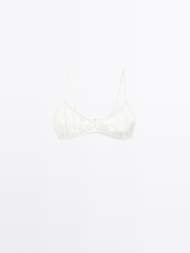 Soutien-gorge triangle satiné froncé - STUDIO - Blanc cassé de Zara - Image 0