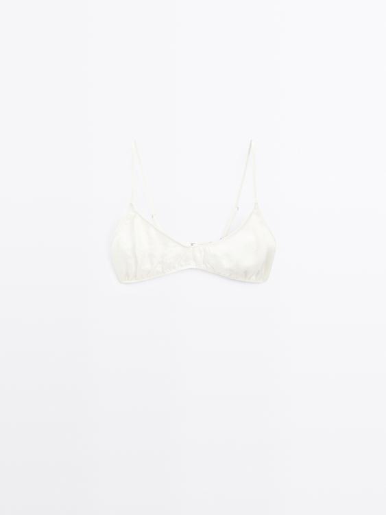 Gathered satin triangle bra - STUDIO