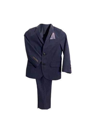 ZARA KIDS BOYS NAVY TEXTURED SUIT SET POCKET SQUARE SIZE 4 104CM