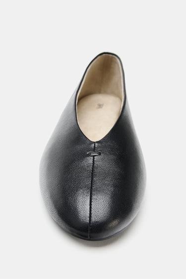 BALLERINES PLATES EN CUIR - Noir de Zara - Image 3
