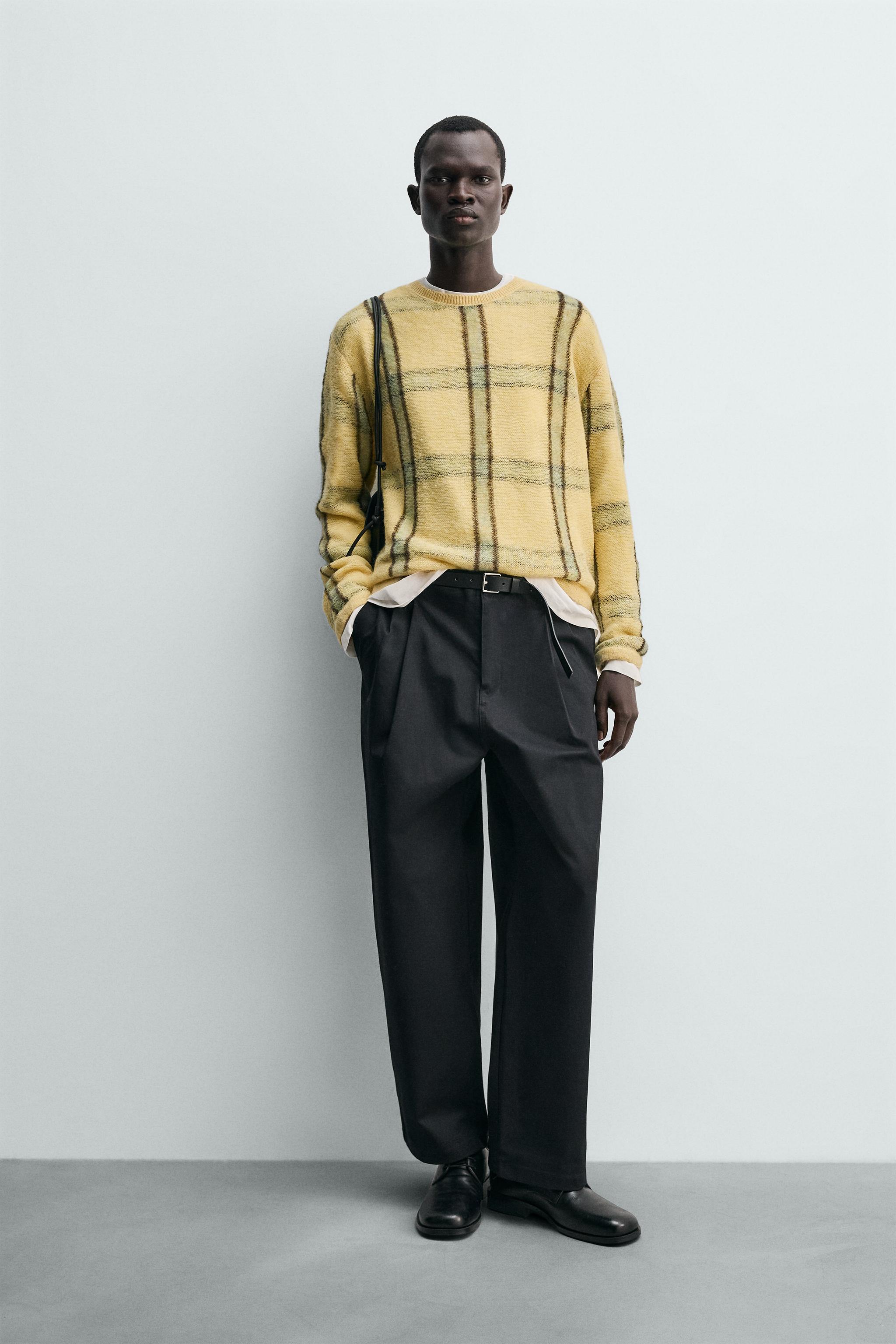 リラックスフィット ジャカードストライプセーター - イエロー | ZARA