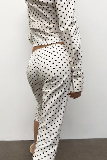 PANTALON CAPRI À POIS - Blanc / Noir de Zara - Image 1