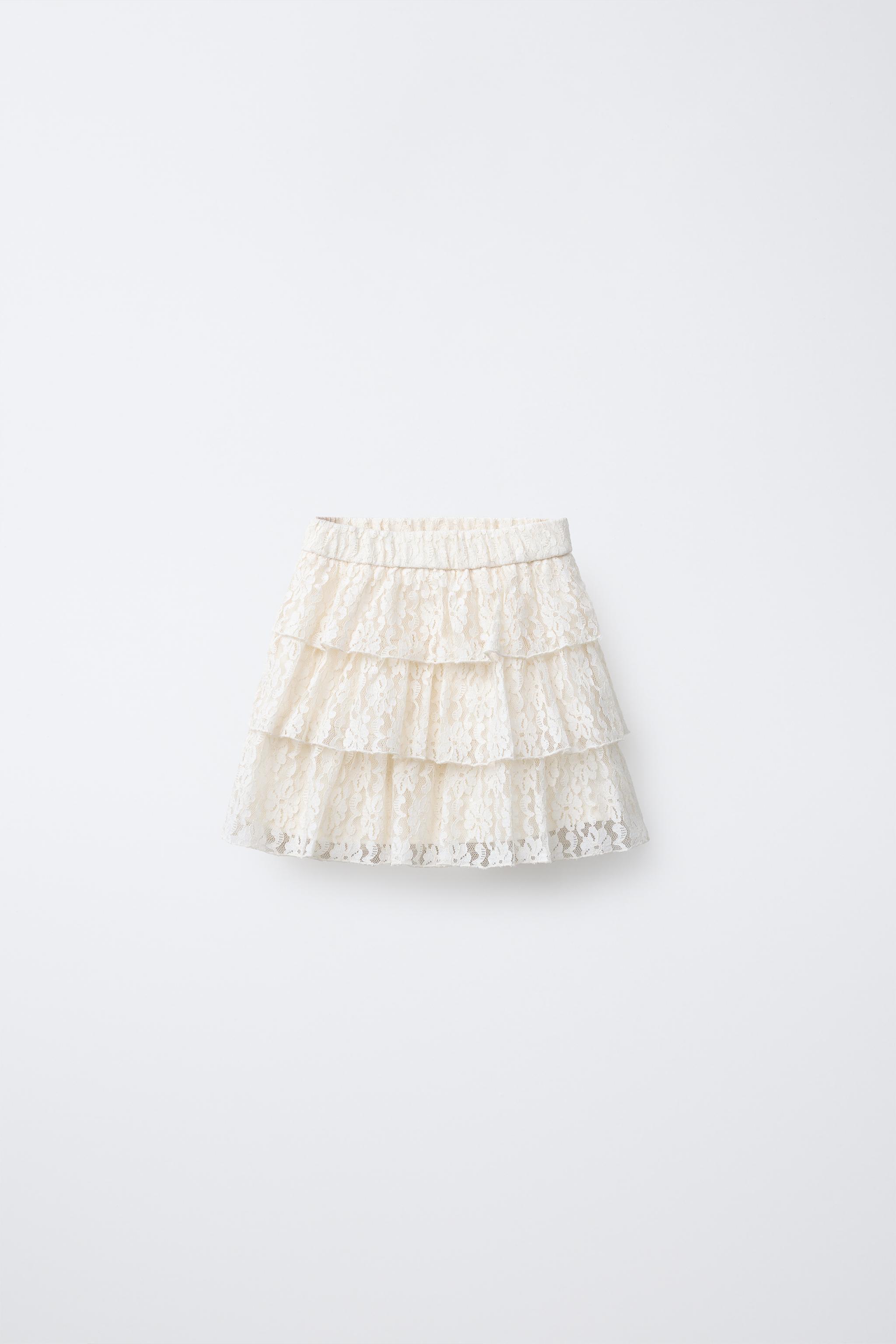 Zara Sequin Skirt Mini Skirt White Asymmetrical Skirt Zara LACE