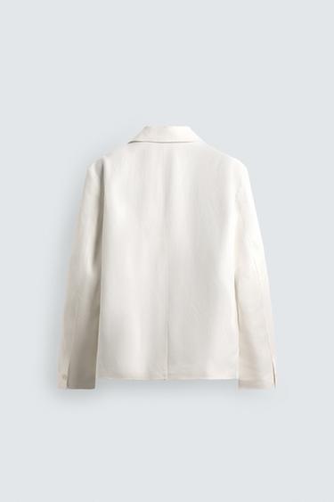 RELAXED FIT VISCOSE/LINEN SUIT BLAZER - White by Zara - Image 6