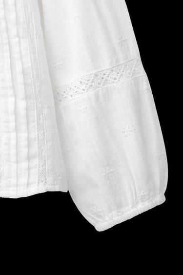 Zara ROMANTIC FLORAL SHIRT - Oyster-white