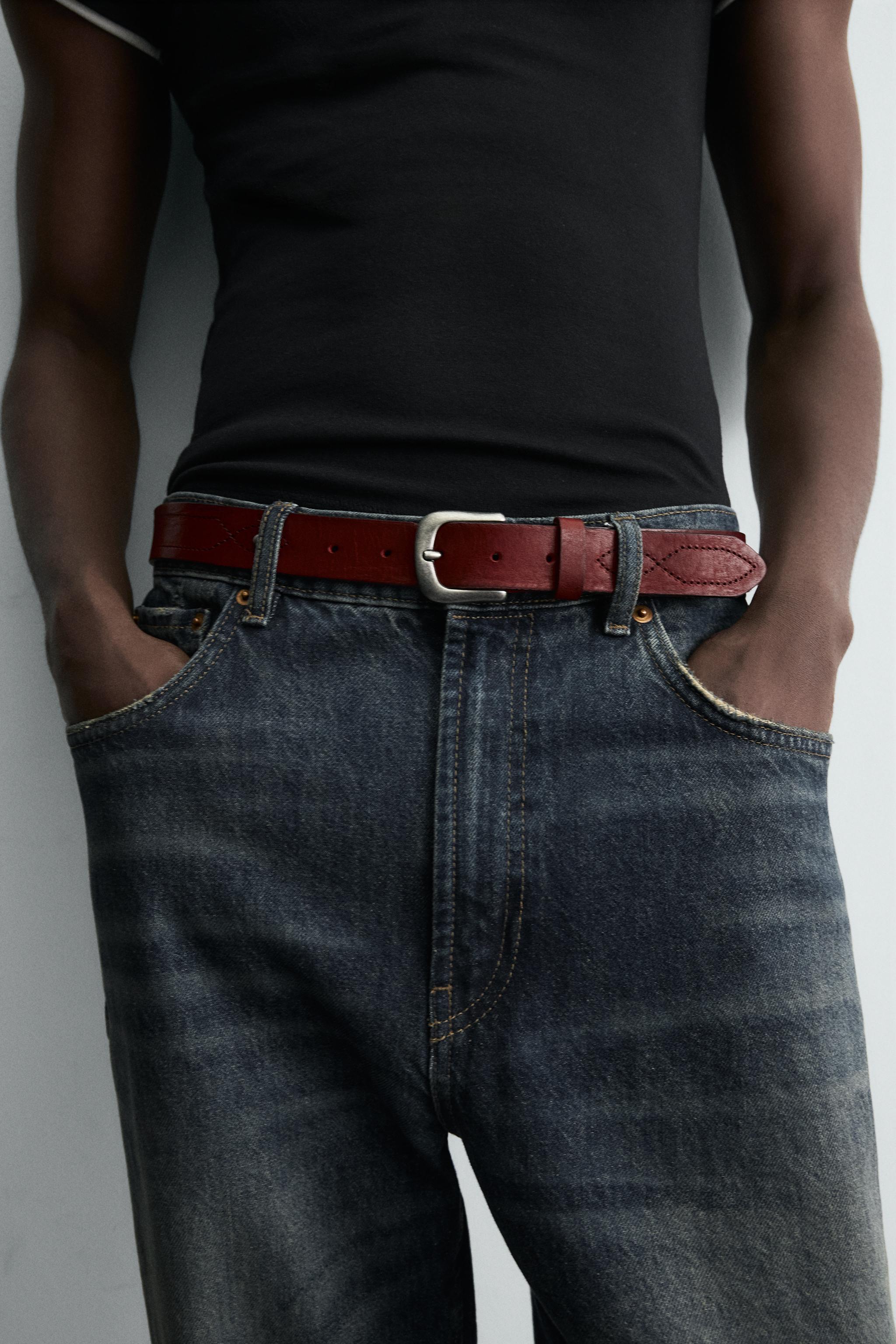 VINTAGE EFFECT LEATHER BELT
