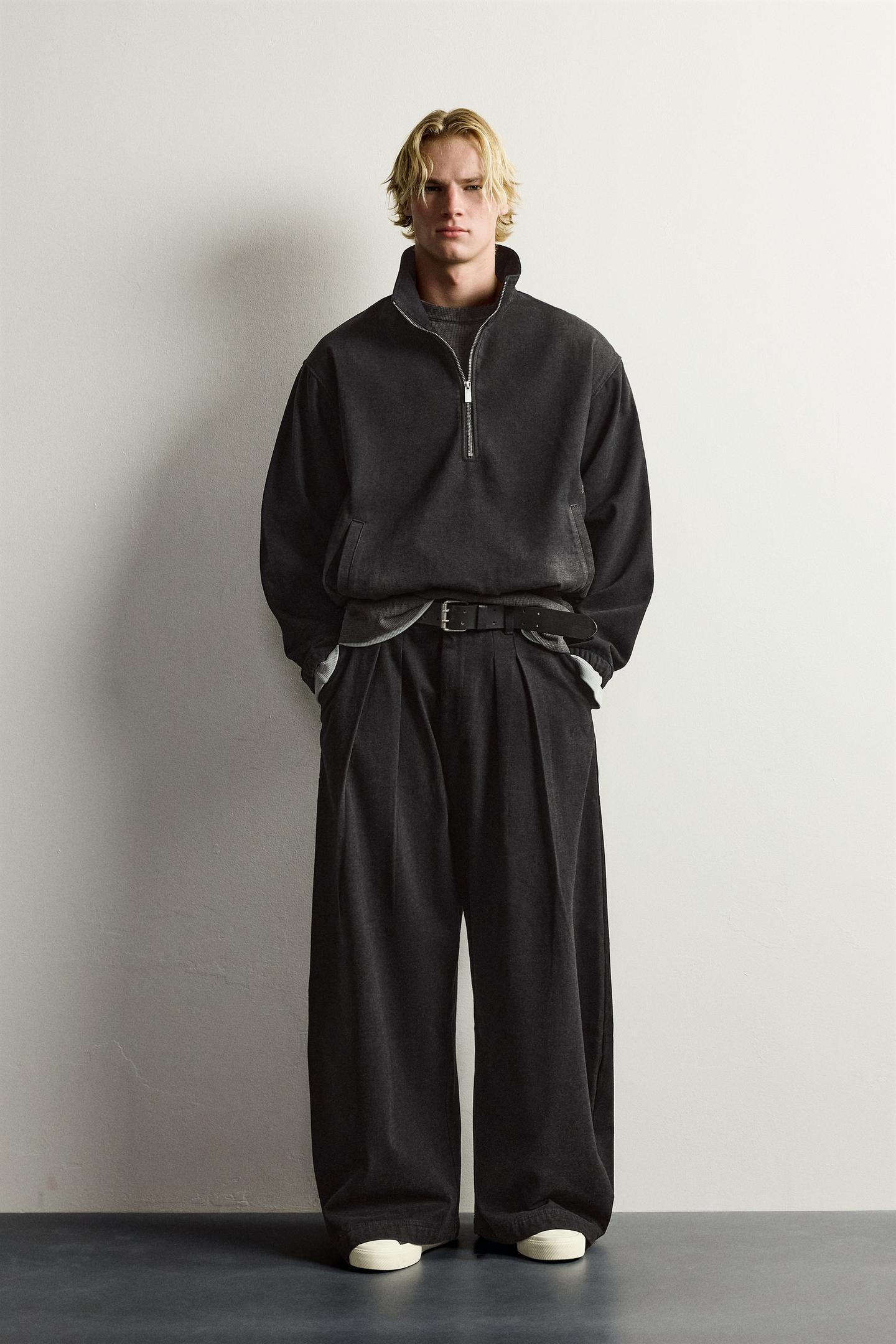 Мужская куртка Zara Brushed Denim Anorak, цвет: Чёрный