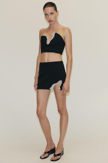TOP CROP PIEZA JOYAS - Negro de Zara - Imagen 0