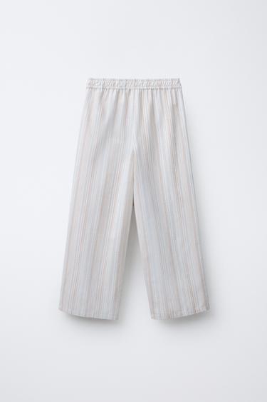 PANTALON DROIT À RAYURES - Bleu clair de Zara - Image 1