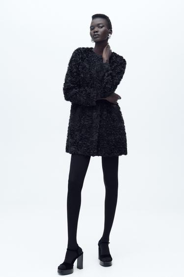 CASACO COMBINADO COM TEXTURA - Preto da Zara - Imagem 0