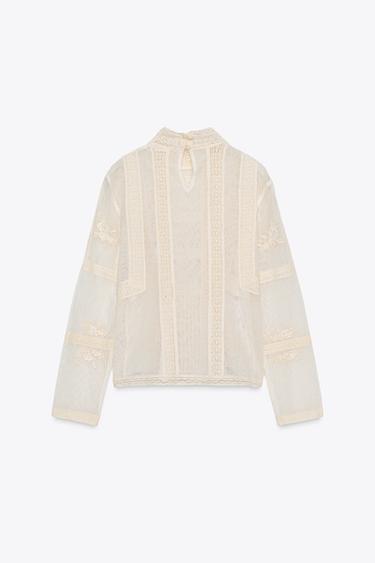 ZW COLLECTION ROMANTIC LACE BLOUSE - Ecru by Zara - Image 5